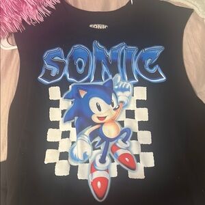 Hot Topic Sonic Graphic Tank Top - Black and Blue